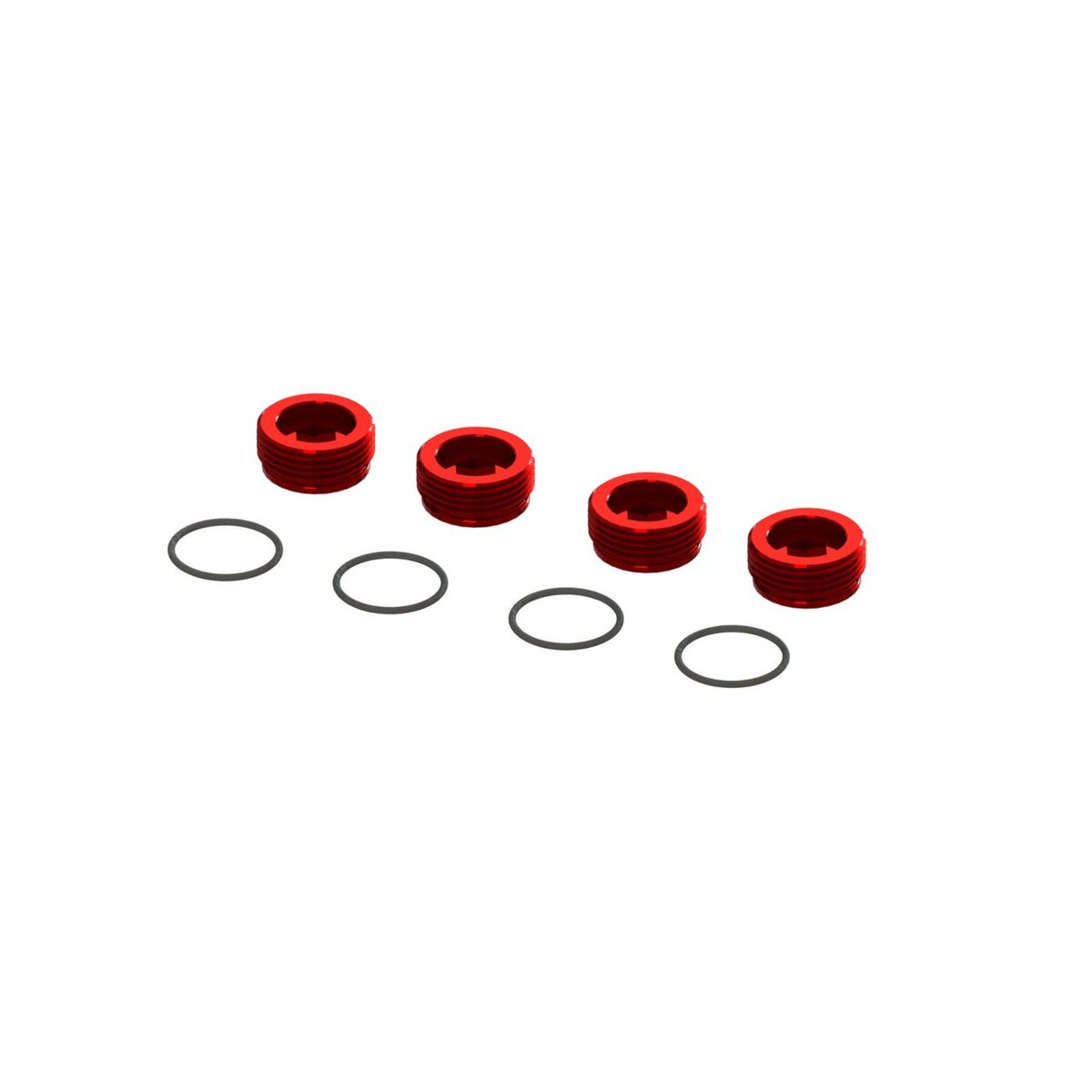 ARRMA Aluminum Front Hub Nut Red (4) inc O-Rings ARA320467