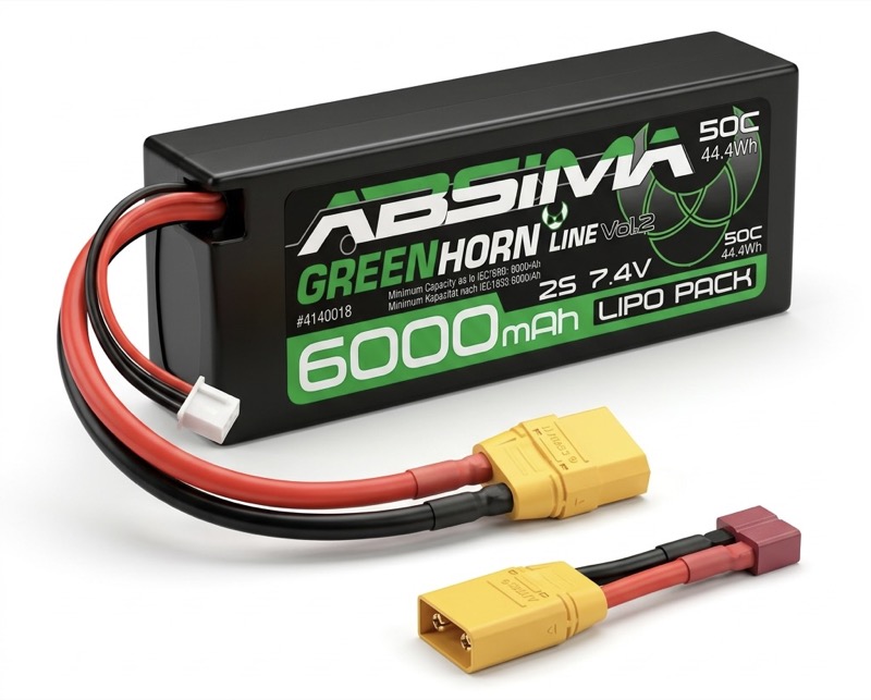 Absima Greenhorn LiPo 2S/7,4V 50C 6000 HC (XT90/T-Plug) 4140018