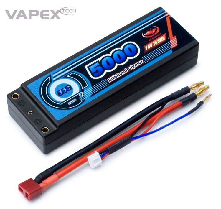 Vapex LiPo Akku 2S 7,4V 5000mAh 30C Hard T-Stecker RD500D2
