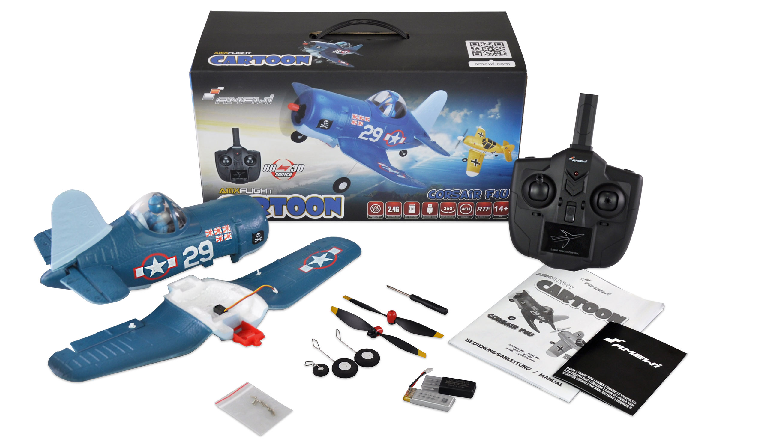 Amewi AMXFlight Cartoon Corsair F4U 4-Kanal 3D/6G RTF 24126