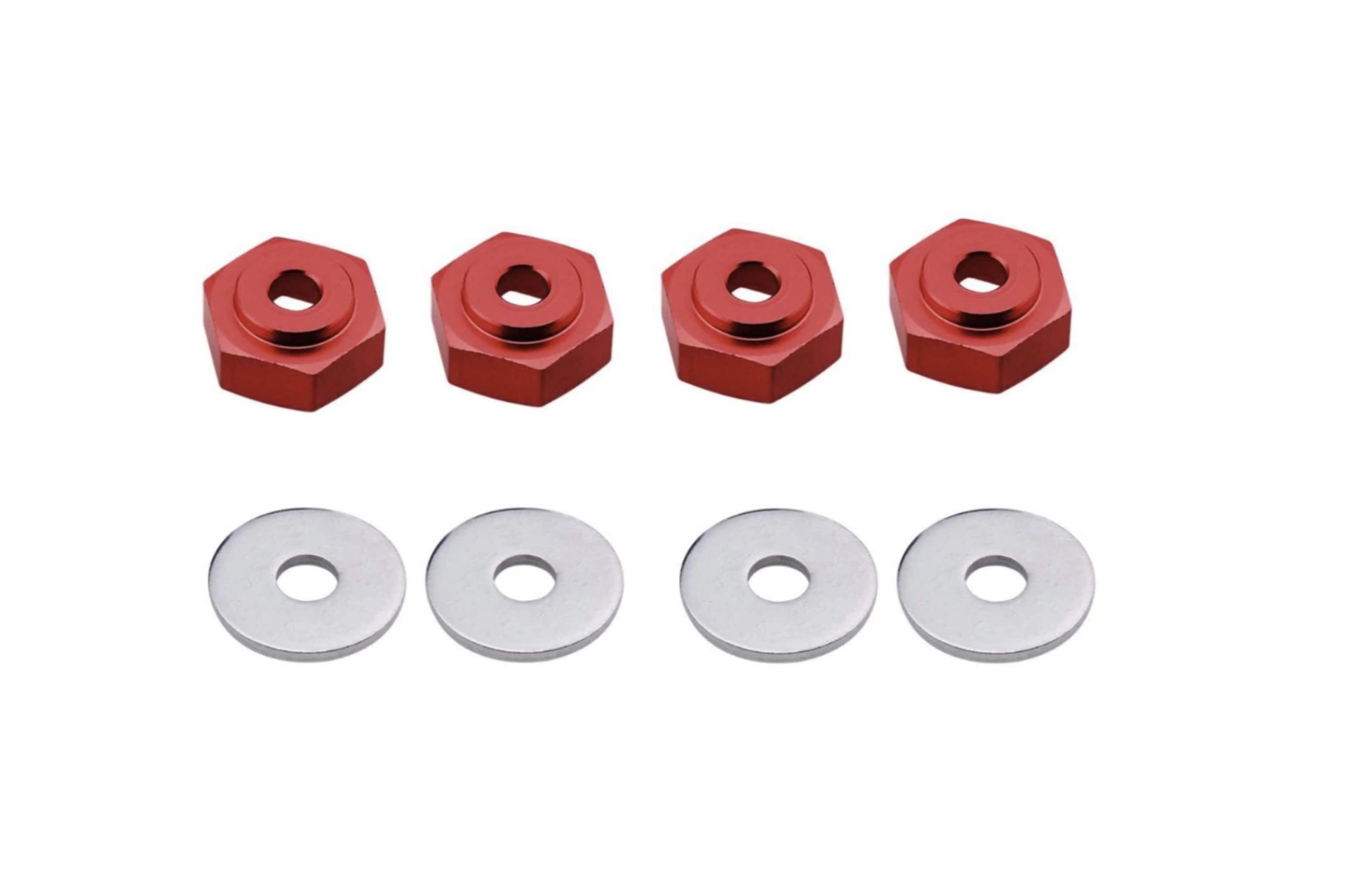 Aluminium Radadapter 12mm auf 17mm Rot mit 5mm Spurverbreiterung Hex Adapter - Abbildung 1