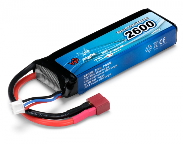 Vapex LiPo Akku 2S 7,4V 2600mAh 30C T-Stecker LP024FD