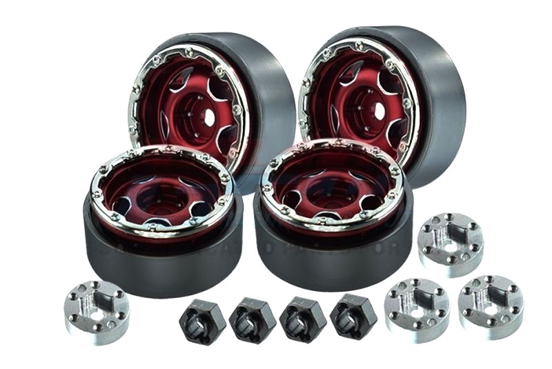 GPM Beadlock 1.0 Stern-Felgen Alu rot 26,5x13,2mm (4) Traxxas-4M, SCX24