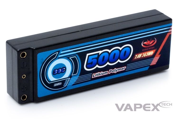 Vapex LiPo Akku 2S 7,4V 5000mAh 30C Hard T-Stecker RD500D2
