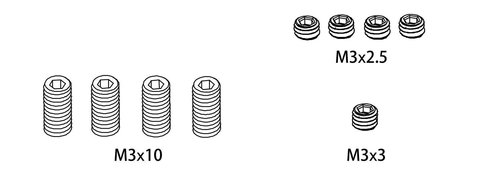 Absima Grub Screws M3*2.5 / M3*3 / M3*10 / M4*4 1610165