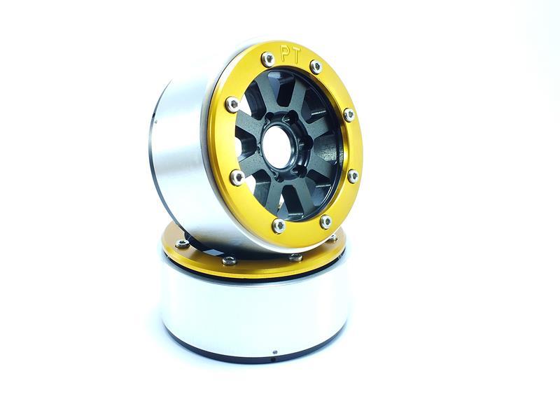 Metsafil Beadlock Wheels HAMMER schwarz/gold 1.9 (2 St.) ohne Radnabe MT5040BGO