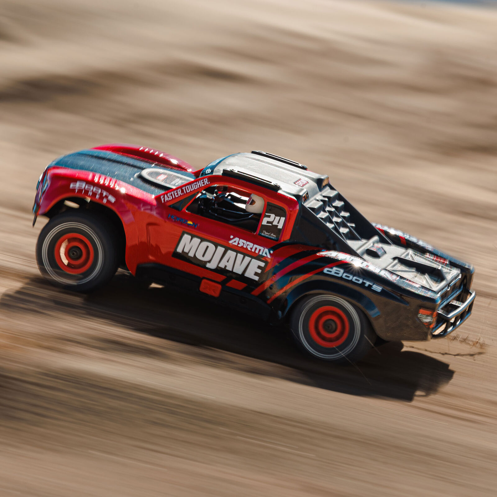 ARRMA MOJAVE GROM MEGA 380 Brushed 4X4 Small Scale Desert Truck RTR mit Akku & Lader, Red/Black ARA2104T1