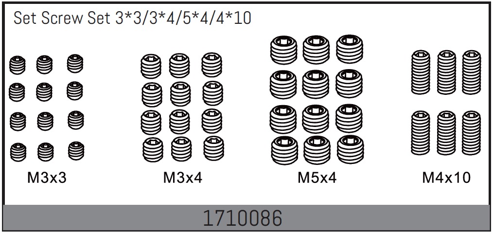 Absima Madenschraubenset 3*3/3*4/5*4/4*10 1710086