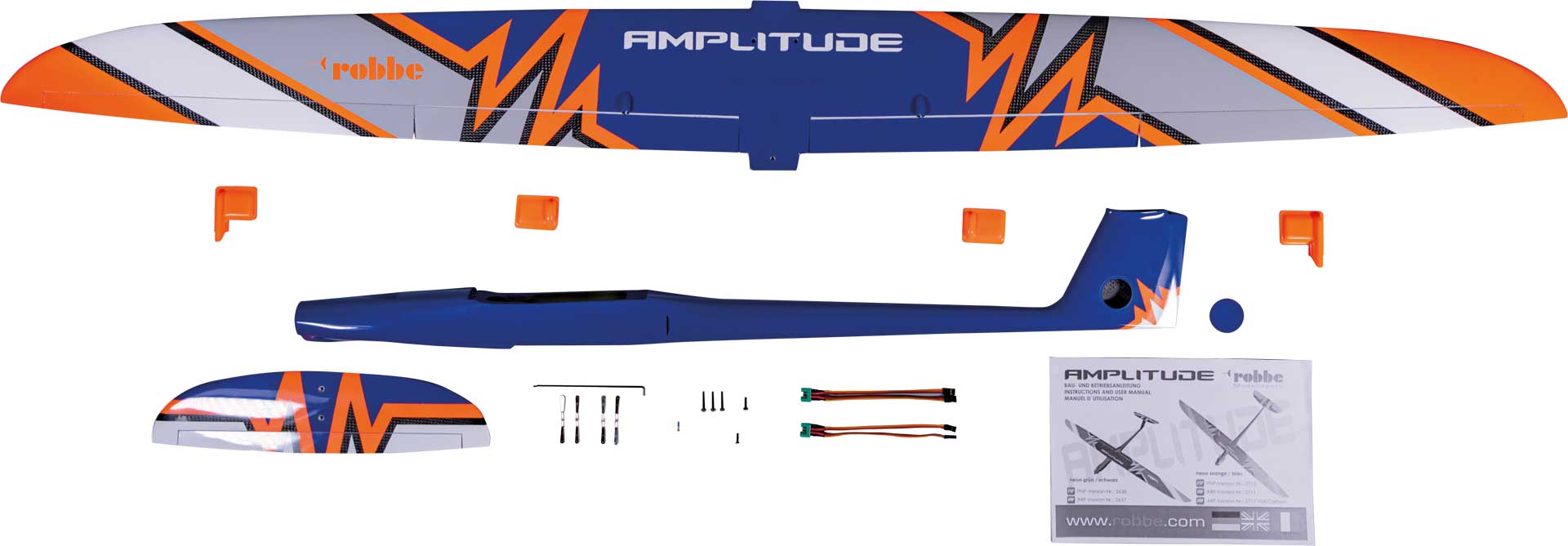 Robbe Amplitude ARF 1,8m Voll-Carbon Neon Orange/Blau, Sichtcarbon 2717