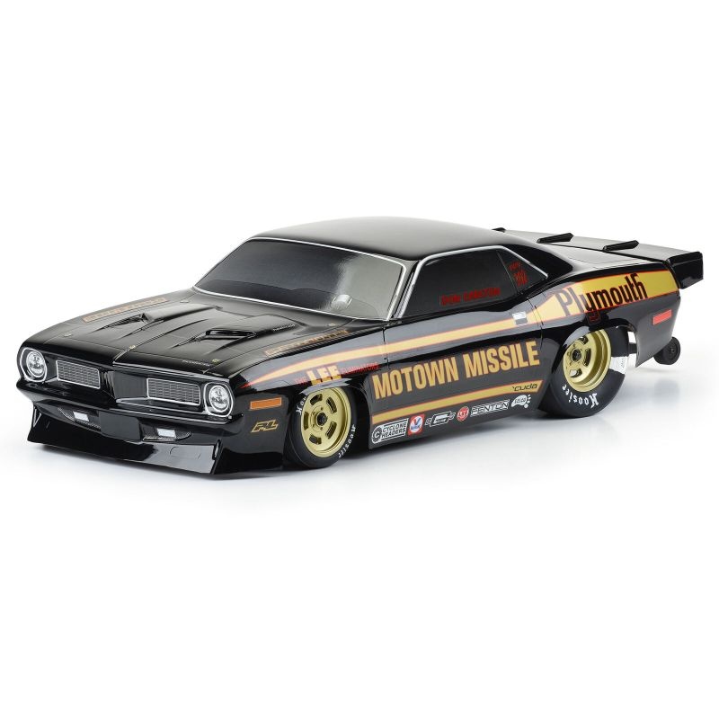 Pro-Line 1972 Plymouth Barracuda Karo Missile Edition schwarz für Slash 2WD Drag Car + AE DR10 3550-18