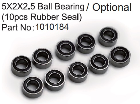 Hobby Plus 5X2X2.5 Ball Bearing ( 10pcs Rubber Seal ) 240366