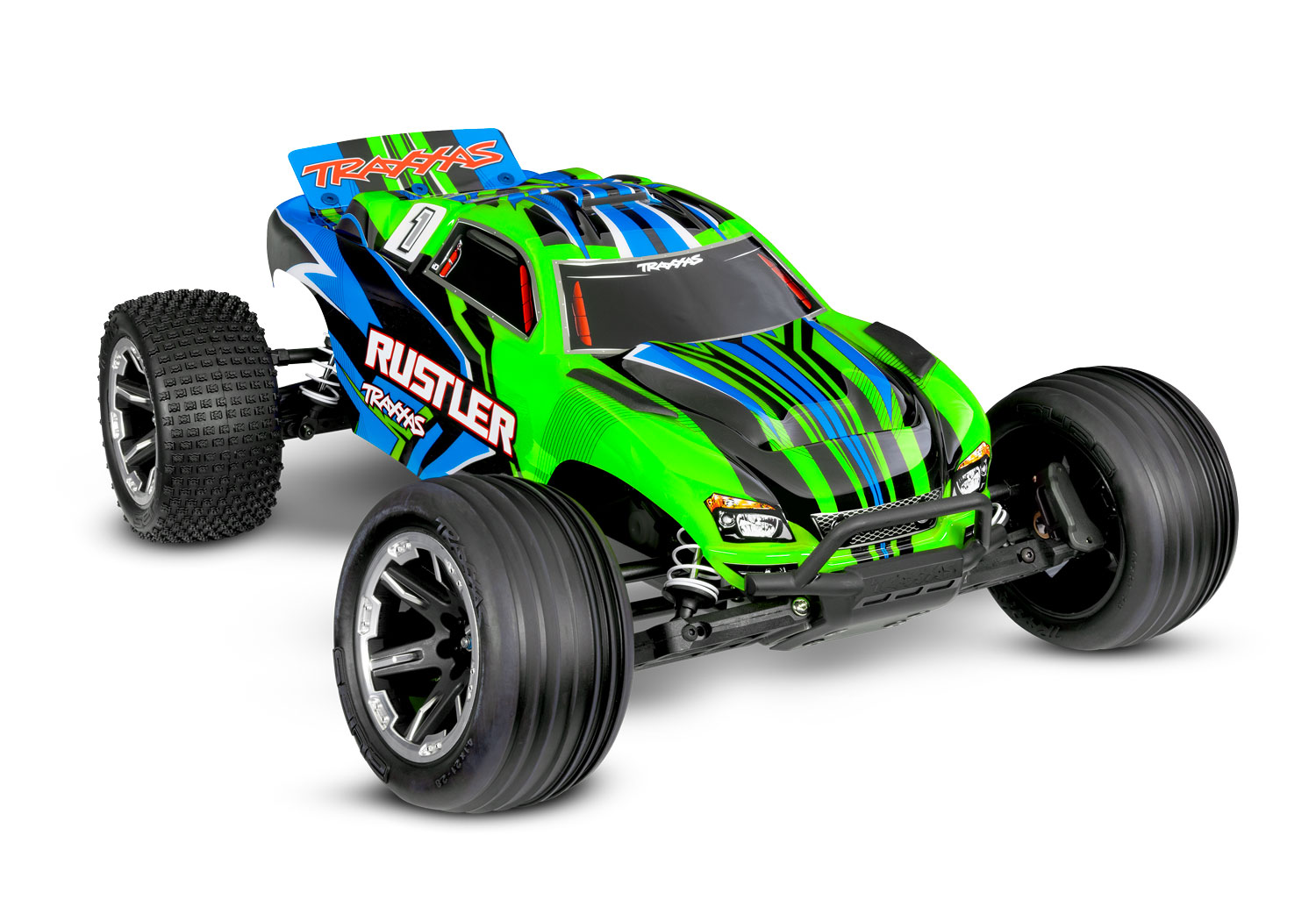 Traxxas Rustler Grün HD 1/10 2WD Stadium-Truck RTR mit Akku & USB-Lader 37254-8 - Abbildung 1