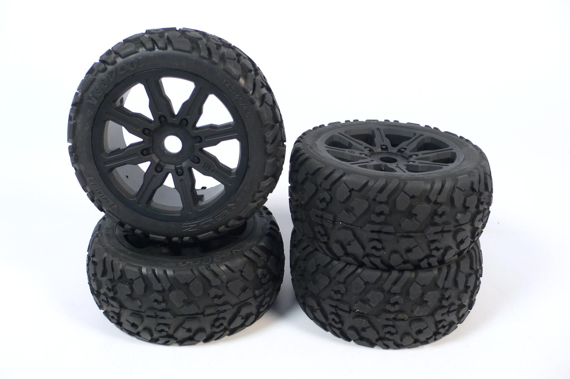 HPI Vorza Truggy 1/8 Räder Reifen mit Felgen Schwarz (4) - Abbildung 1