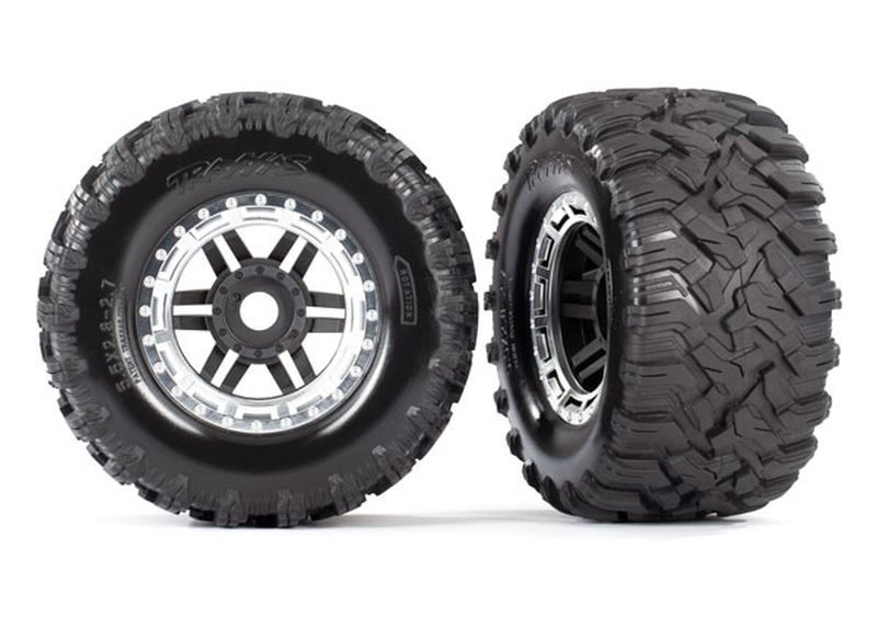 Traxxas Reifen auf Felge montiert Felge schwarz/satin chrom Maxx AT- 8972X