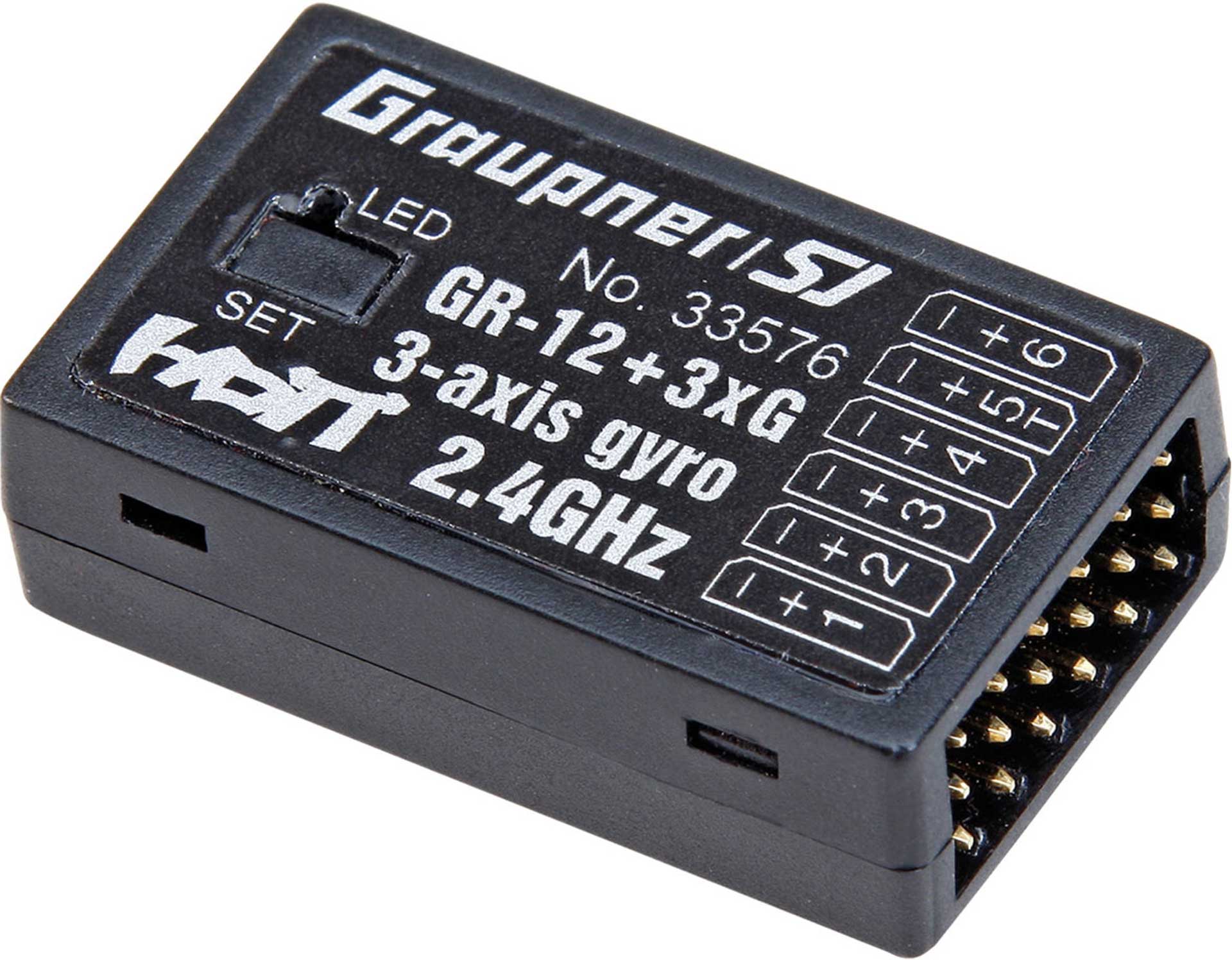 GRAUPNER GR-12 + 3XG 2,4GHZ HOTT EMPFÄNGER MIT 3-ACHS GYRO 33576