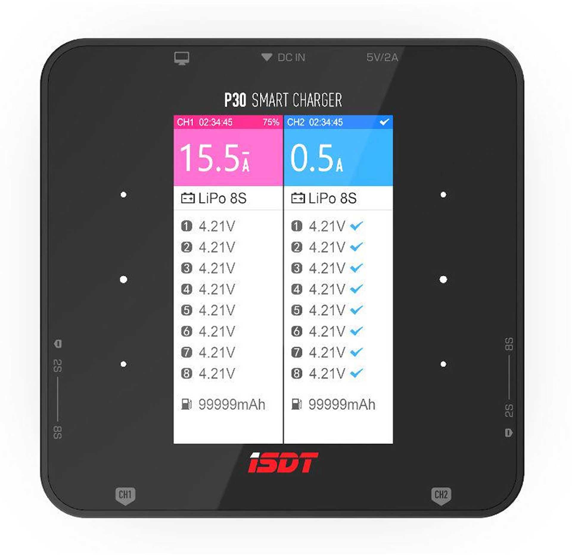 ISDT P30 DUAL CHANNEL 1000+1000W SMART CHARGE MIT BLUETOOTH ANBINDUNG Ladegerät P30