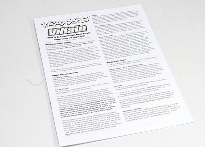 Traxxas OPERATING INSTRUCTIONS, VILLAI 1599X