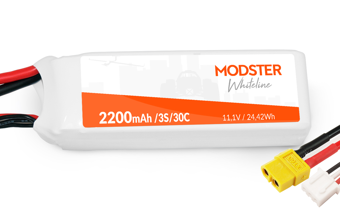 Modster LiPo Akku 3S 11,1V 2200 mAh 45C (T-Plug) WhiteLine MD11819