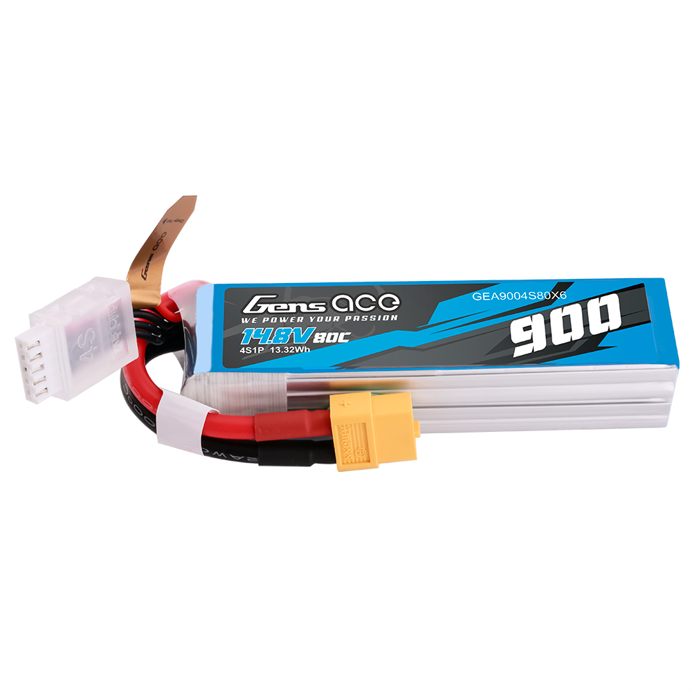Gens Ace 900mAh 14.8V 80C 4S1P Lipo Akku Pack mit XT60 Stecker GEA9004S80X6