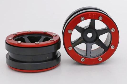 Metsafil Beadlock Wheels PT- Slingshot Schwarz/Rot 1.9 (2 St.)  MT0030BR