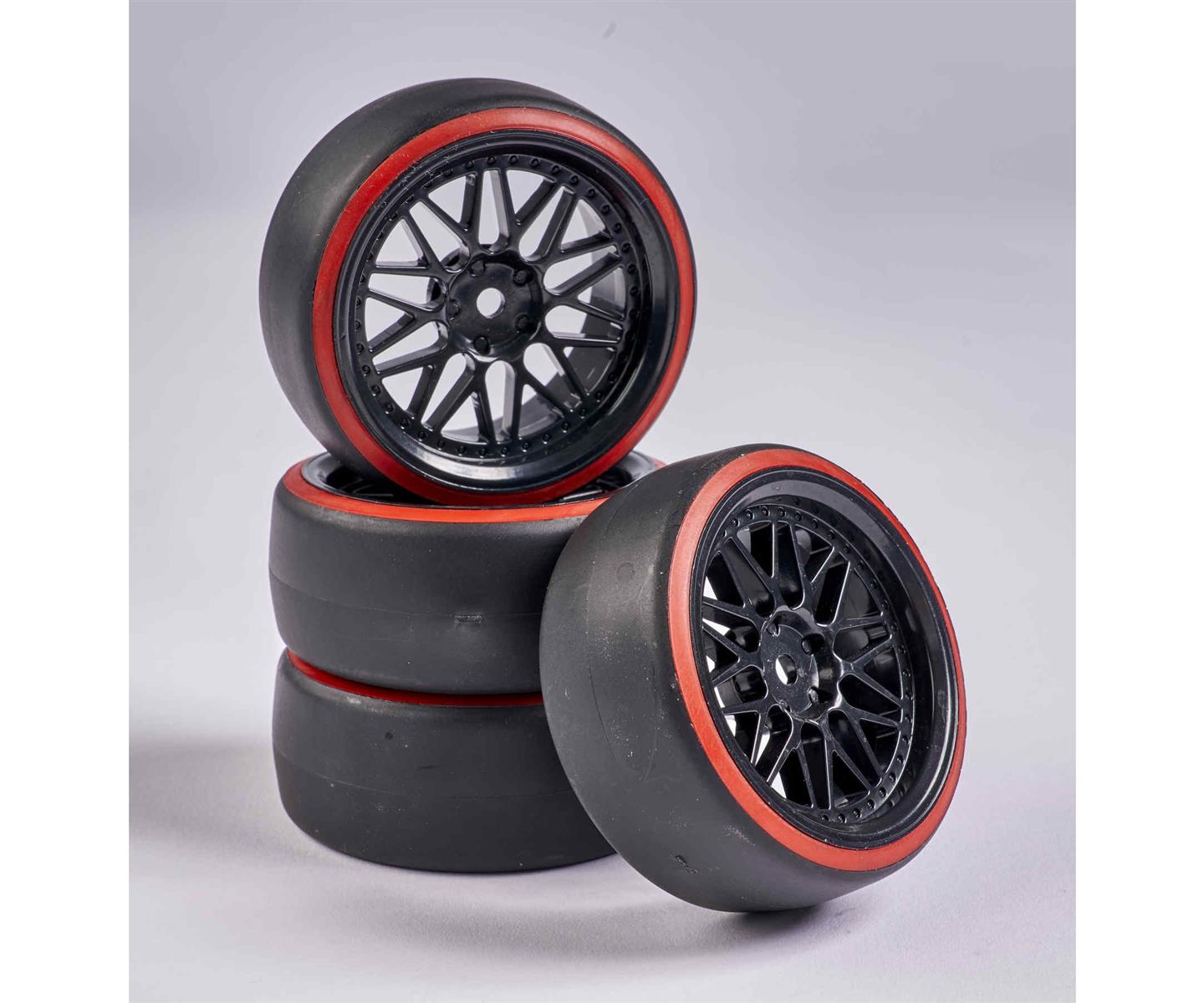Carson 00157 1:10 Räderset Drift (4) schwarz/rot 500900157