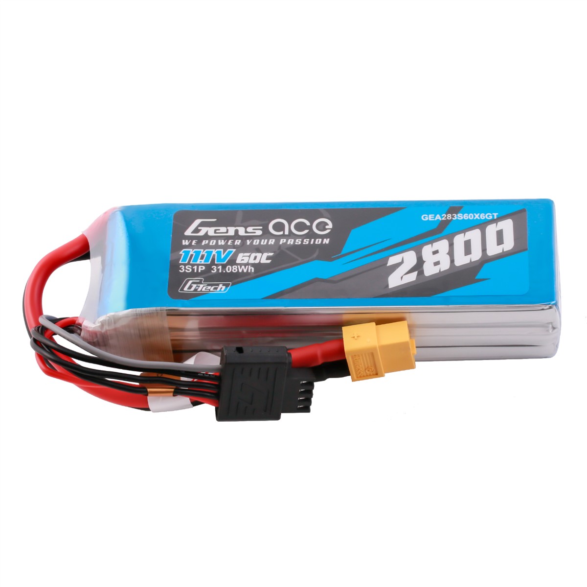 Gens Ace G-Tech 2800mAh 11.1V 60C 3S1P LiPo Akku Pack mit XT60 Stecker GEA283S60X6GT