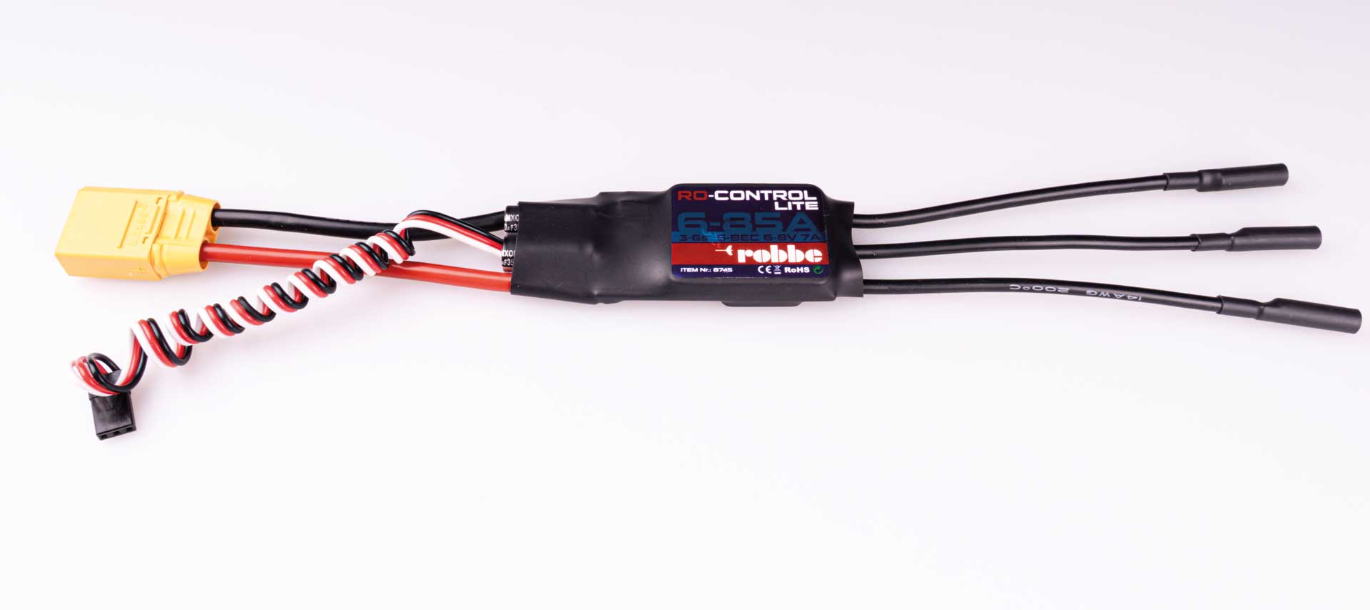 Robbe RO-CONTROL 6-85 LITE 3-6S-85(100A) XT-90 (6) 8V 7A S-BEC, XT-90/4mm Goldkontakt 8745