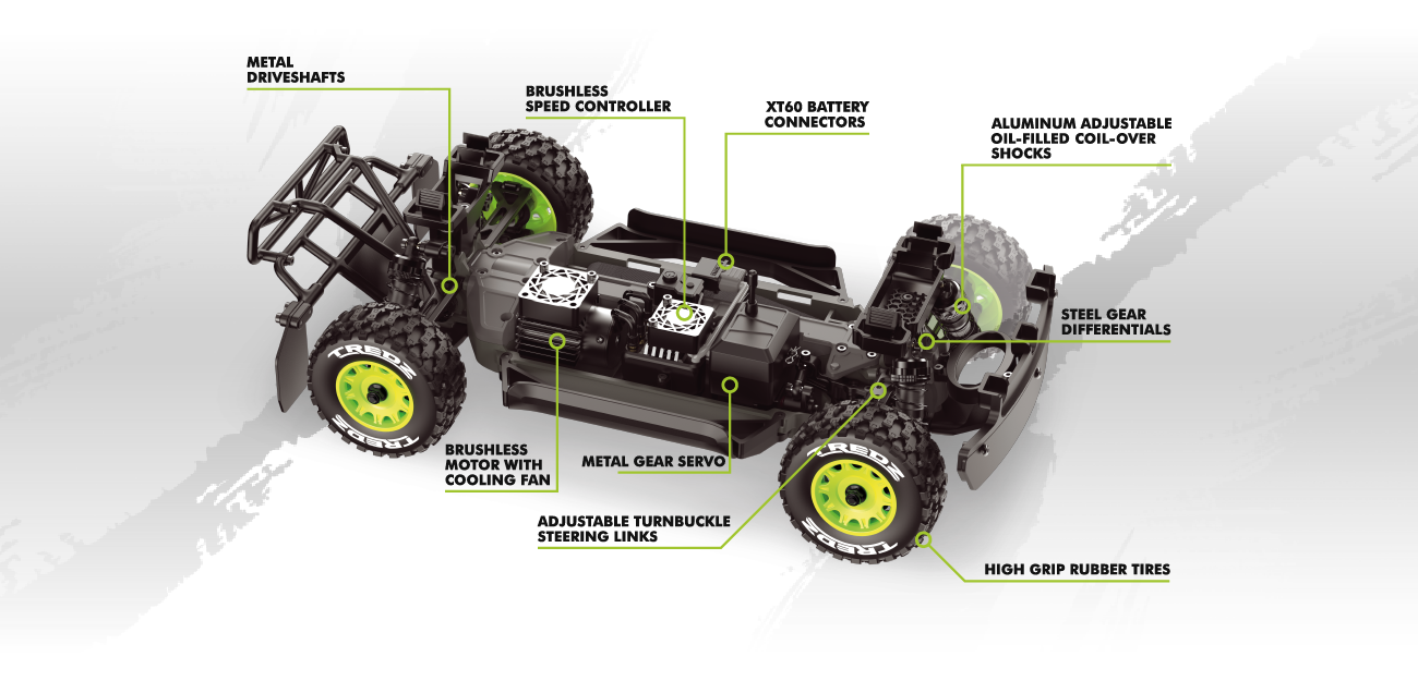 Maverick QByte SC Pro 1/12 Brushless Short Course Truck Fluoreszierend Grün MV151203 - Abbildung 5