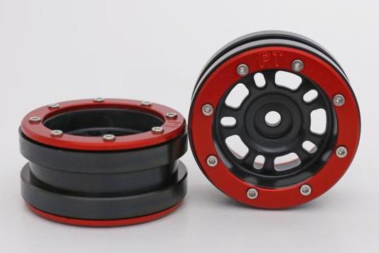 Metsafil Beadlock Wheels PT- Distractor Schwarz/Rot 1.9 (2 St.)  MT0040BR