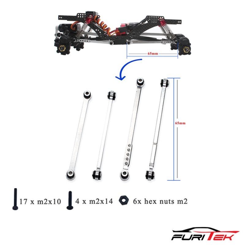 FURITEK CAYMAN REAR XL LINK 65MM - SILVER Cayman Pro Parts FUR-2230