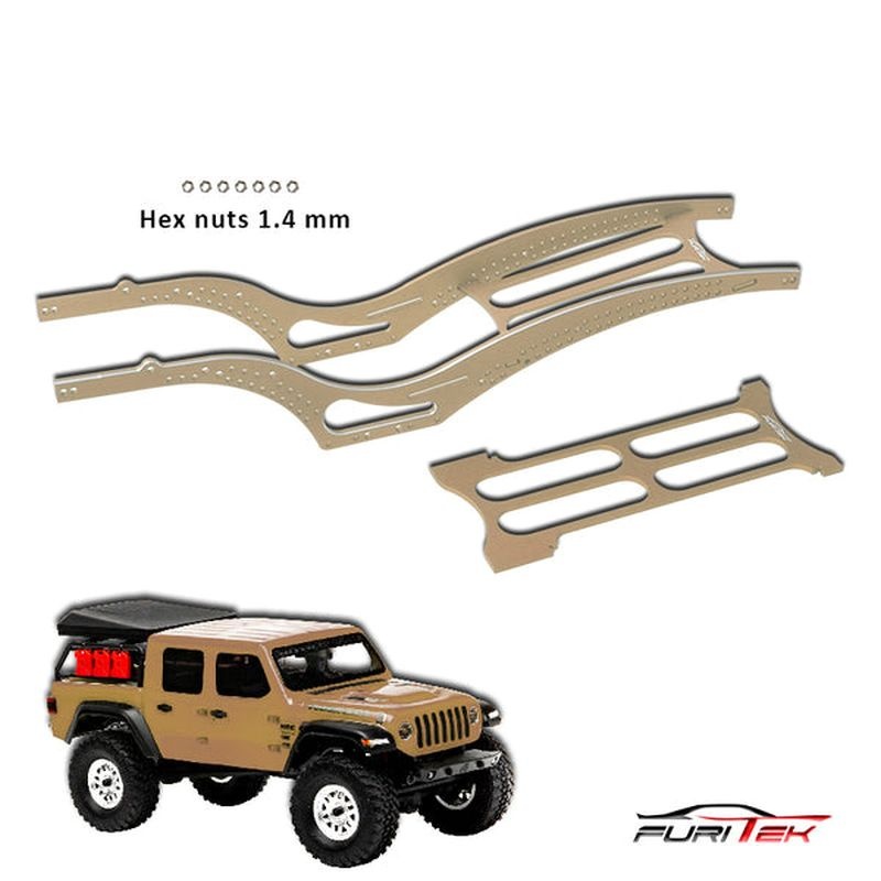 FURITEK SCYTHE ALU RAIL FRAME FOR SCX24 JEEP GLADIATOR - BEIGE Kits - Rock Crawler FUR-2114