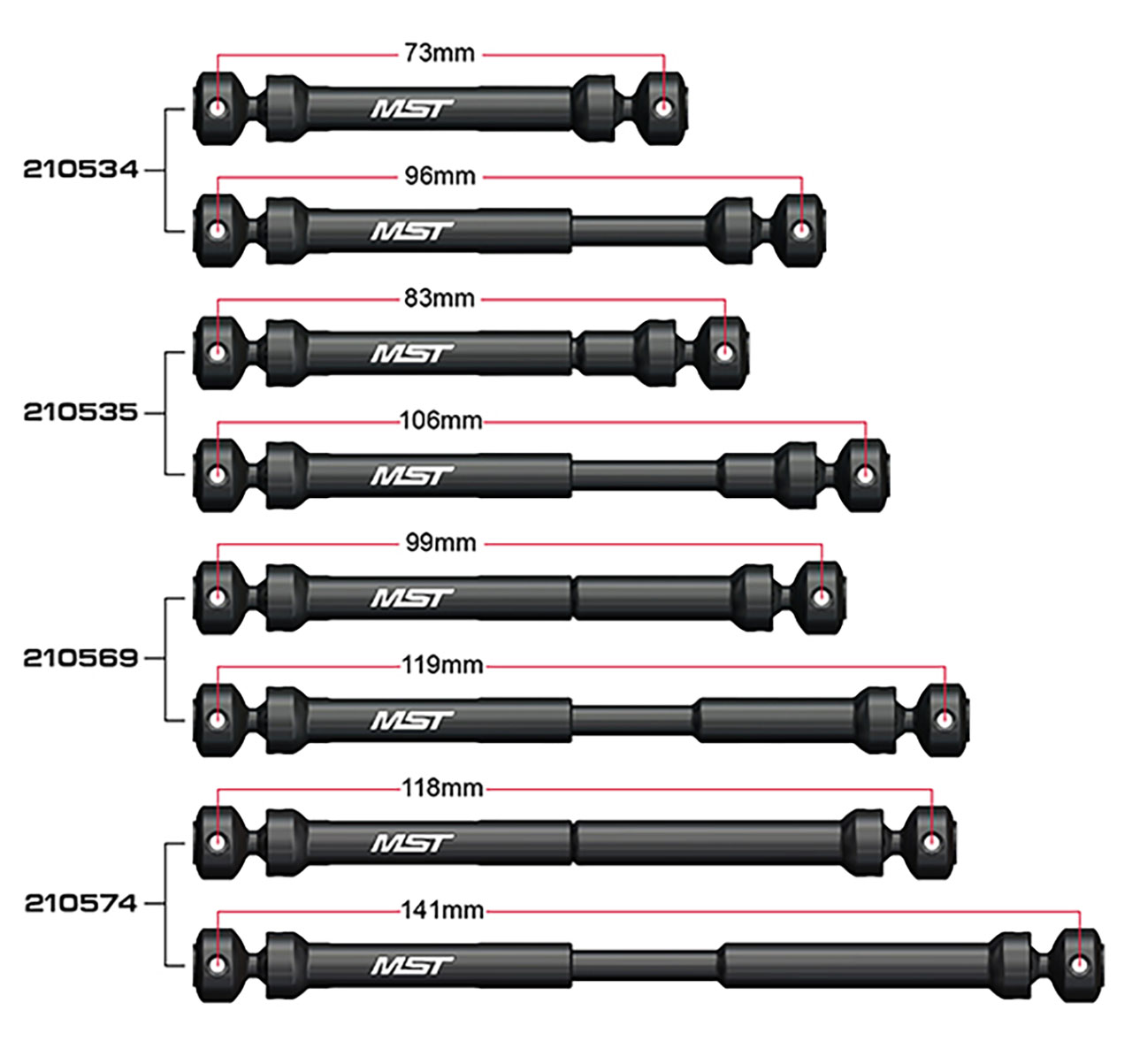 210569 Antriebswelle Stahl 99-119mm CFX-W