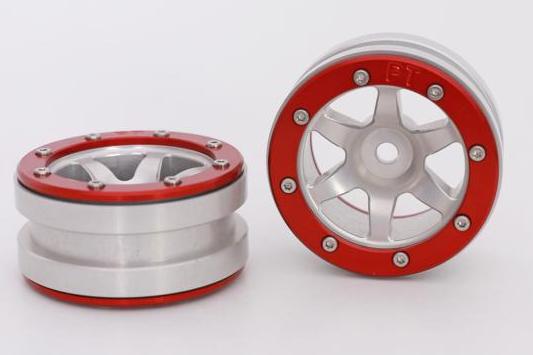 Metsafil Beadlock Wheels PT- Wave Silber/Rot 1.9 (2 St.)  MT0070SR