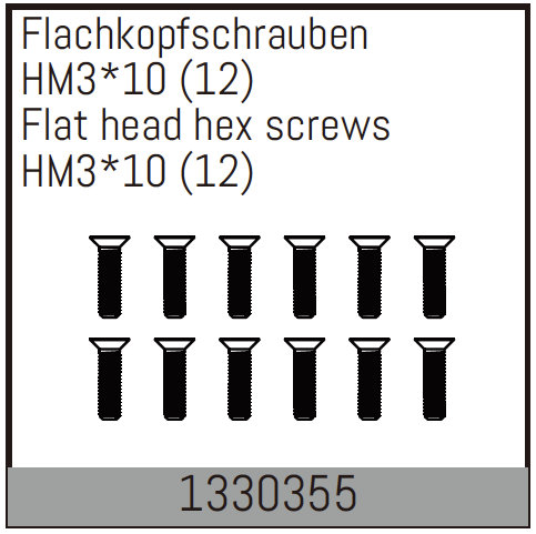 Absima HM3*10mm Flachkopfschrauben (12 St.) 1330355