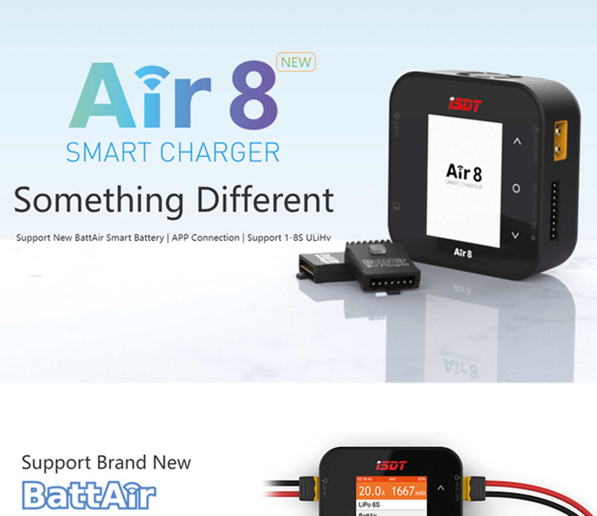 ISDT Air 8 mit BattAir Technologie 1-8S Wireless Smart Charger 500W Air8