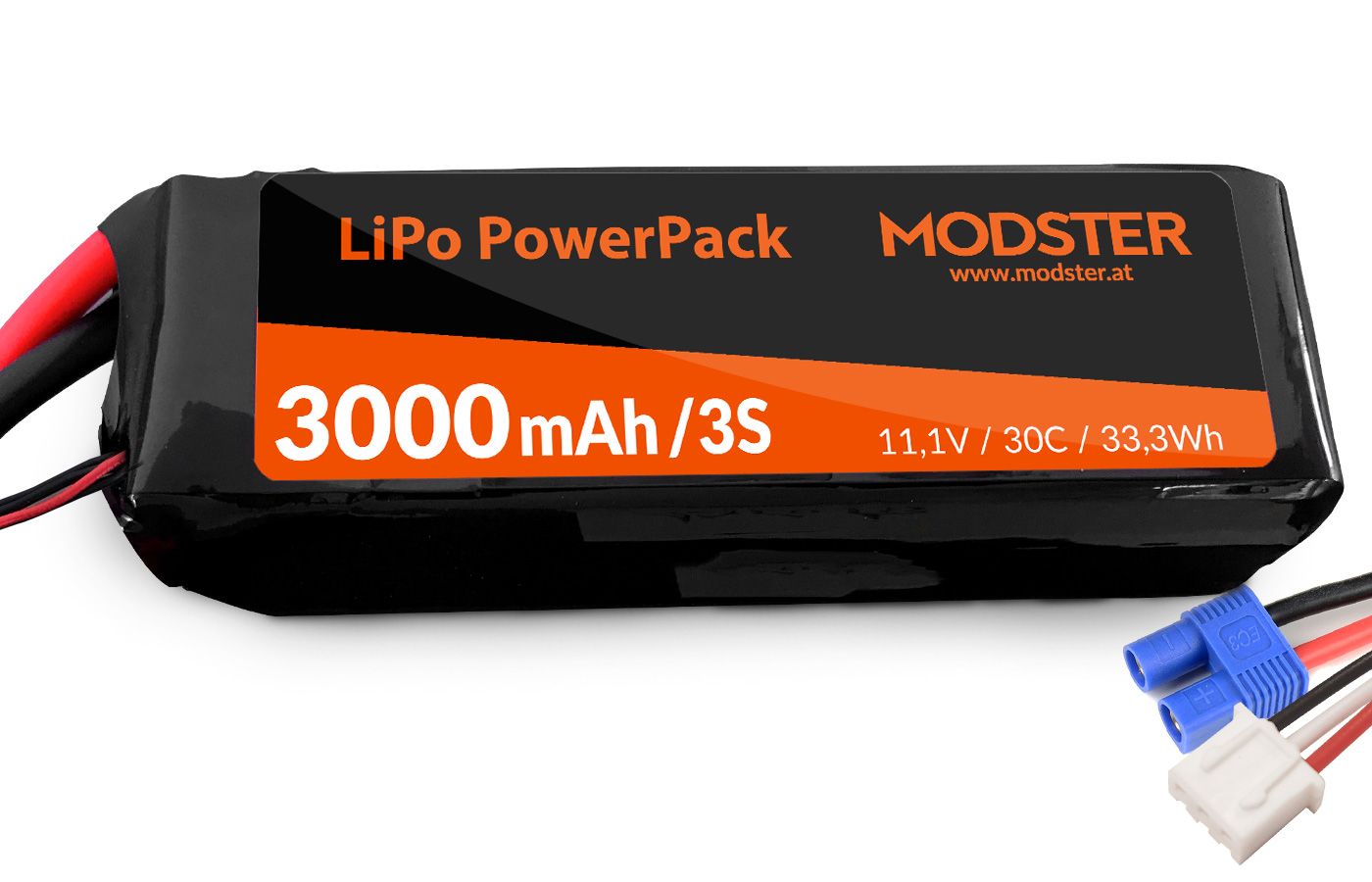 Modster LiPo Akku 2S 7,4V 3000 mAh 30C (T-Plug) PowerPack MD11725