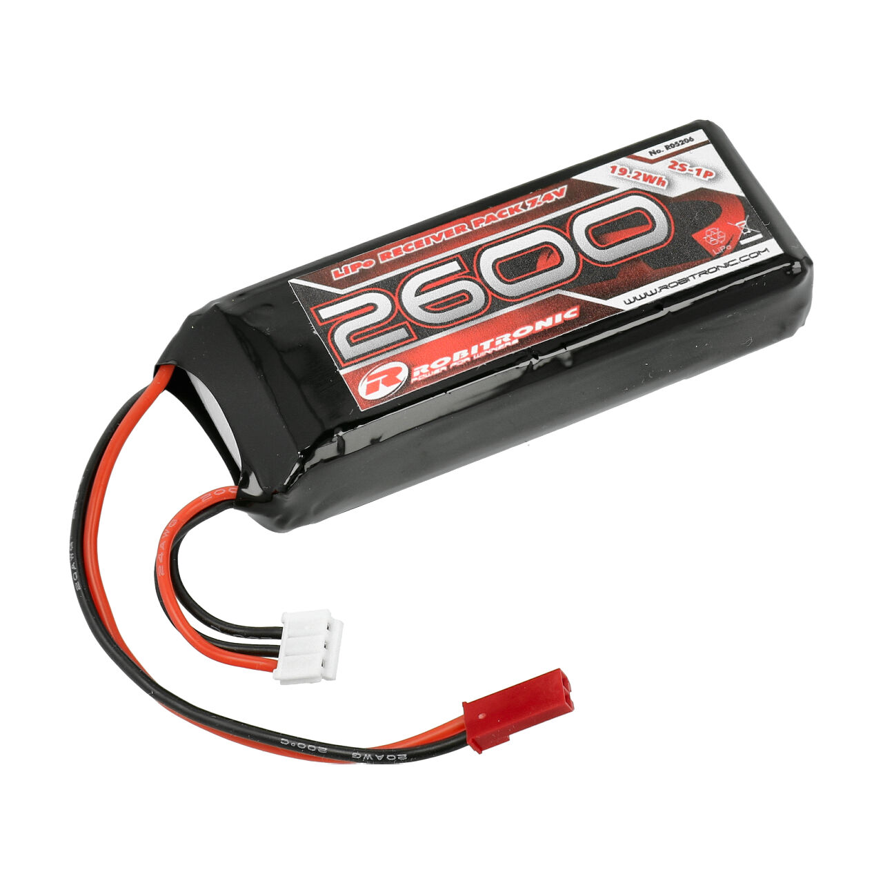 R05206 LiPo Akku 2600mAh 2S 2/3A Straight Empfängerpack (EH) - Abbildung 1
