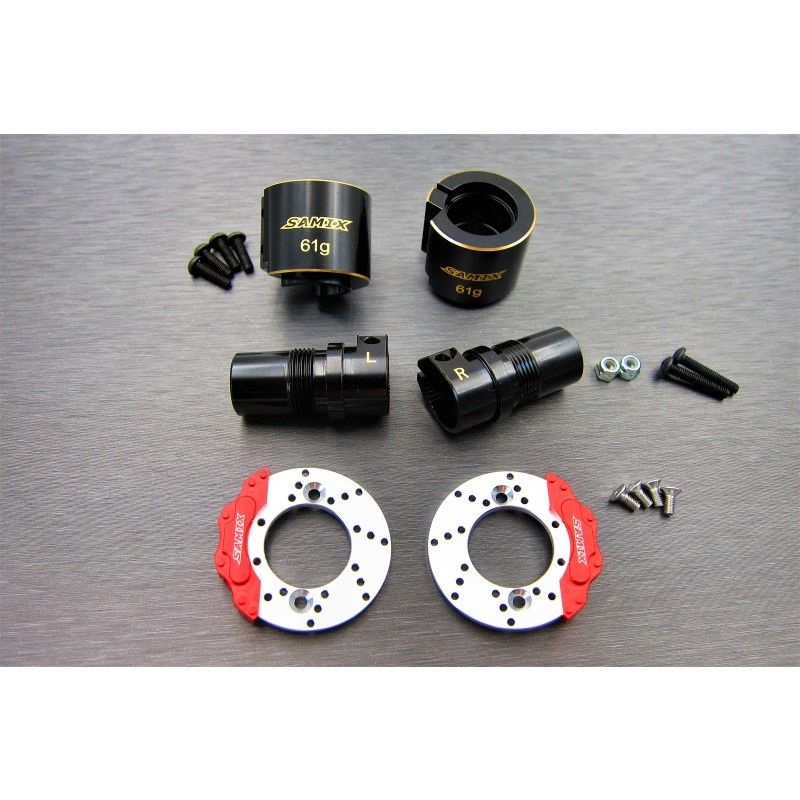 SAMIX Messing Lock out & Bremsscheiben hinten für Axial SCX10-2 SCX2-4464C3