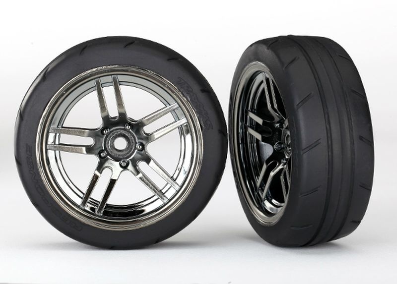 Traxxas Reifen auf Felge Split-Spoke Chrome-schwarz 1.9' Response vo 8373
