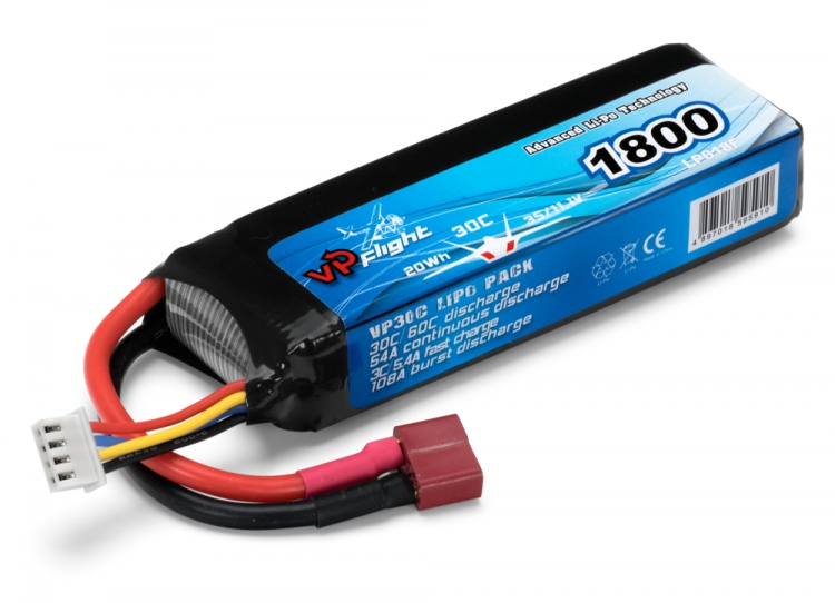 Vapex LiPo Akku 3S 11.1V 1800mAh 30C T-Stecker VPLP018FD