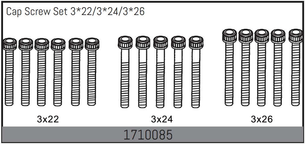 Absima Zylinderkopfschraubenset 3*22/3*24/3*26 1710085
