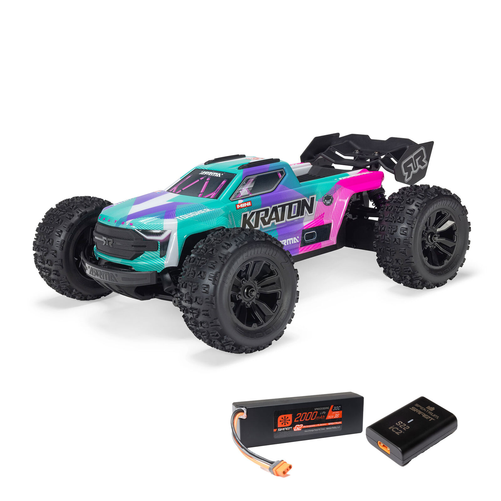 ARRMA 1/16 MINI KRATON 3S DSC 4X4 RTR Brushless Speed Truck Türkis/Rosa incl Akku & Lader - Abbildung 1