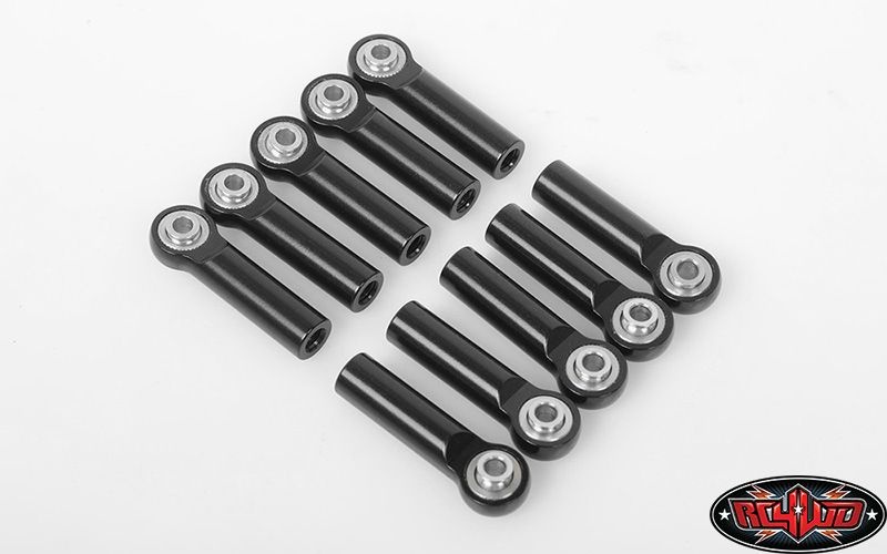 RC4WD M3/M4 Long Straight Aluminum Rod Ends (Black) (10) Z-S1677