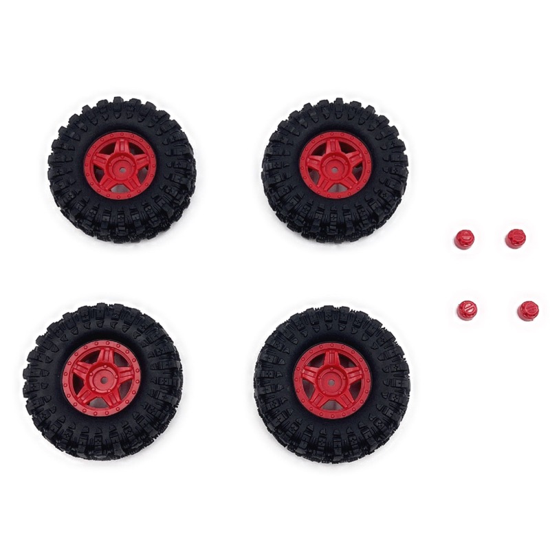 Hobby Plus 1.2inch Deep Star Wheel 68mm Mudder-XL Tire Set ( Red ) 240508