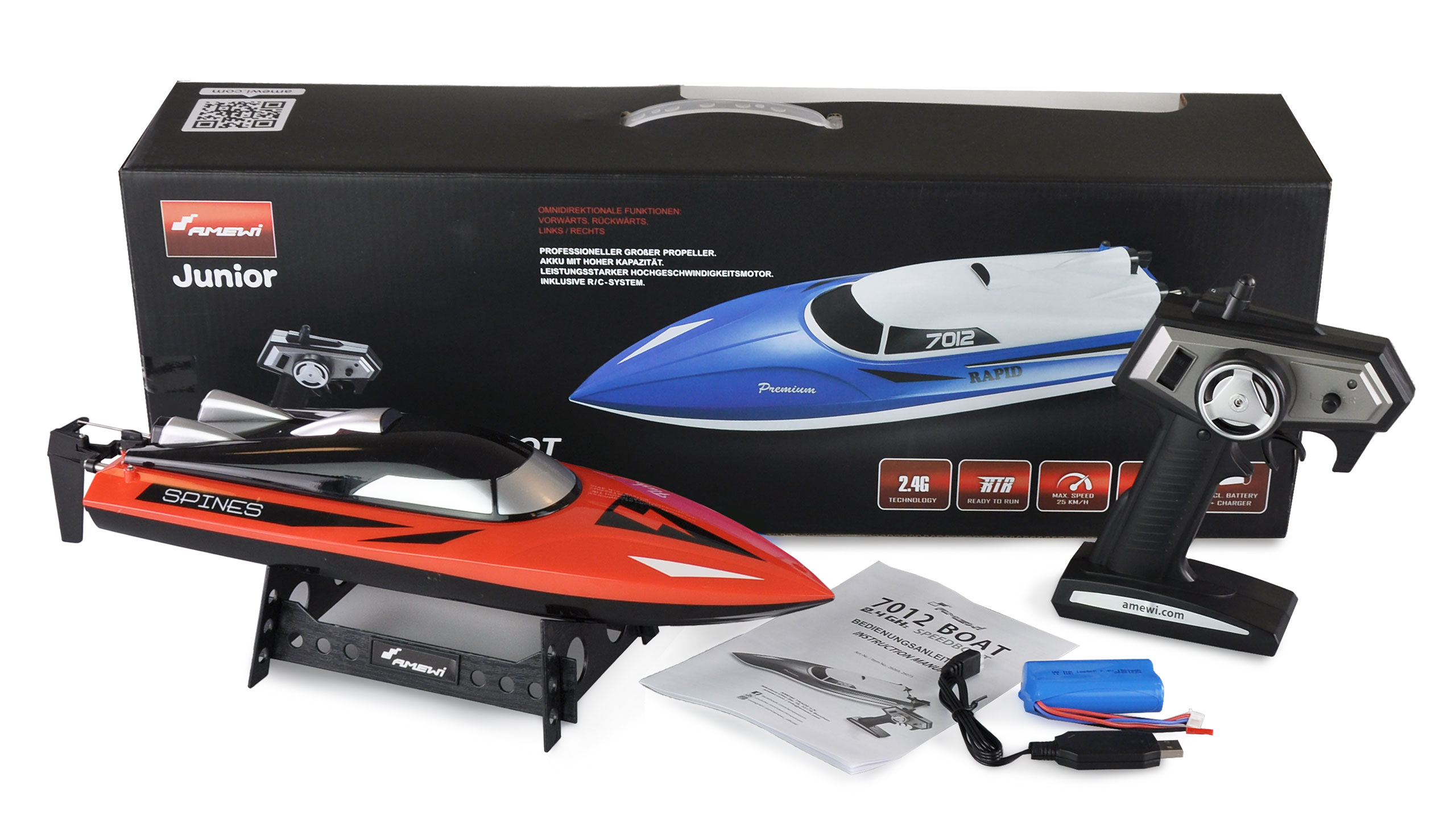 Amewi Speedboot 7012 Mono 460mm 25km/h RTR rot 26069