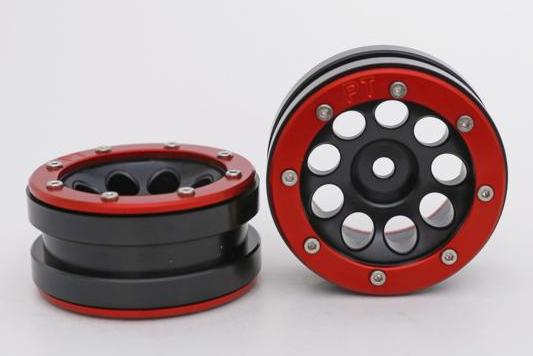 Metsafil Beadlock Wheels PT- Ecohole Schwarz/Rot 1.9 (2 St.)  MT0050BR
