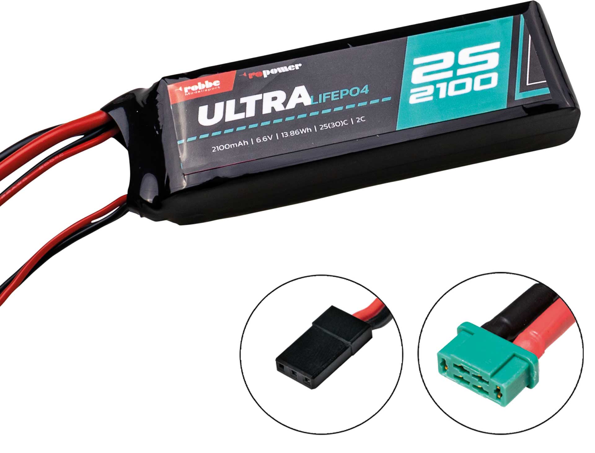 Robbe RO-POWER ULTRA LIFEPO4 2100MAH 6,6V 25(30)C 2S LIFEPO4 Akku MPX/JR/XH Stecker 7413