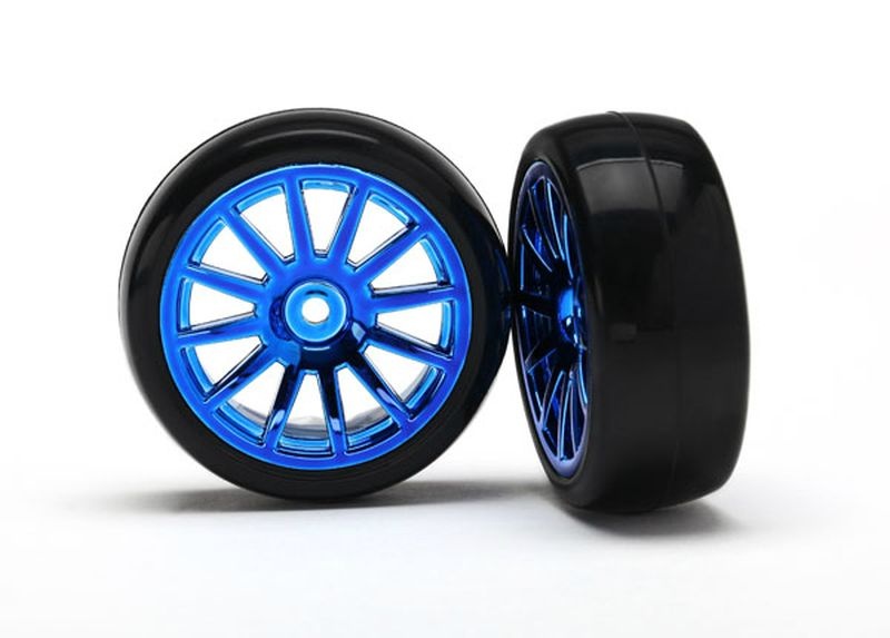 Traxxas Slick-Reifen auf Felge blau 7573R