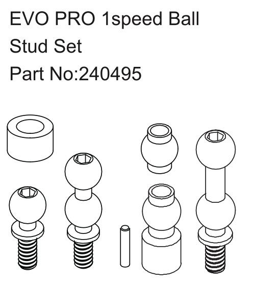 Hobby Plus EVO PRO 1speed Ball Stud Set 240495