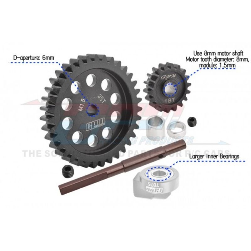 GPM Hauptzahnrad 40Cr Carbon-Stahl M1.5 35Z & Motorritzel 18Z TRX XRT, XMAXX TXM1835TSBK